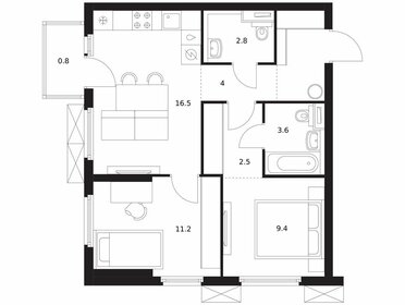 Квартира 54,8 м², 2-комнатная - изображение 1