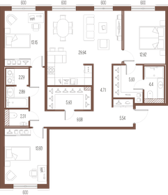 108,8 м², 3-комнатная квартира 39 853 544 ₽ - изображение 13