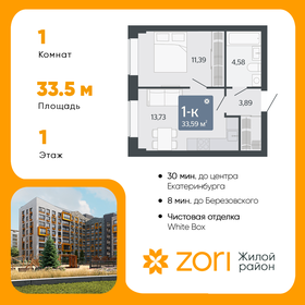 34 м², 1-комнатная квартира 3 570 000 ₽ - изображение 15