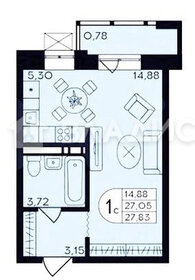 Квартира 28 м², студия - изображение 2