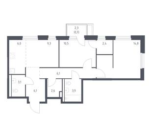 Квартира 65,5 м², 2-комнатная - изображение 1