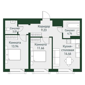 56,3 м², 2-комнатная квартира 6 751 200 ₽ - изображение 34