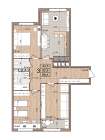 Квартира 86,4 м², 3-комнатная - изображение 1