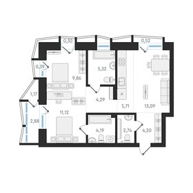 Квартира 60,5 м², 3-комнатная - изображение 1