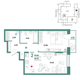 55 м², 2-комнатная квартира 5 800 000 ₽ - изображение 58