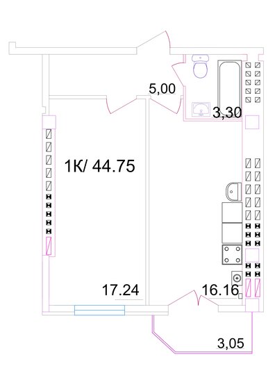 44,8 м², 1-комнатная квартира 3 526 300 ₽ - изображение 1