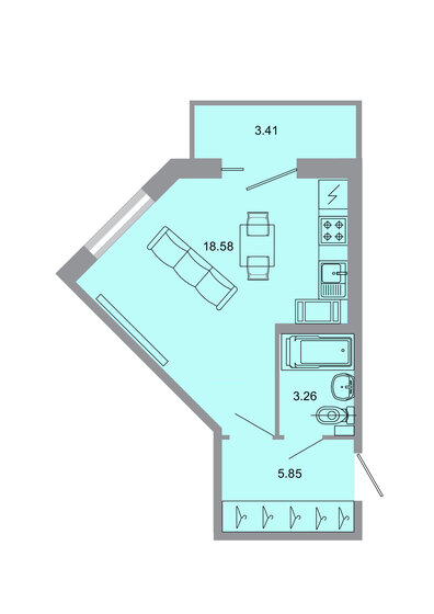 28,2 м², квартира-студия 4 653 000 ₽ - изображение 19