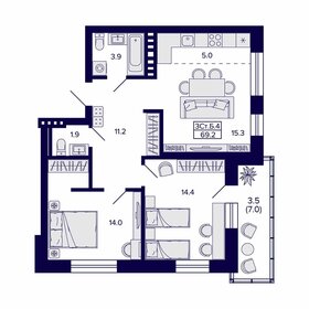 72,1 м², 3-комнатная квартира 7 720 000 ₽ - изображение 14