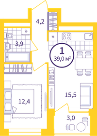 36 м², 1-комнатная квартира 3 600 000 ₽ - изображение 61