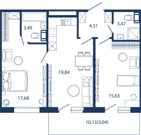 61,3 м², 2-комнатные апартаменты 23 858 526 ₽ - изображение 37