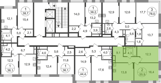 Квартира 55,9 м², 2-комнатная - изображение 2