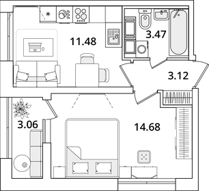 35,9 м², 1-комнатная квартира 5 362 000 ₽ - изображение 64