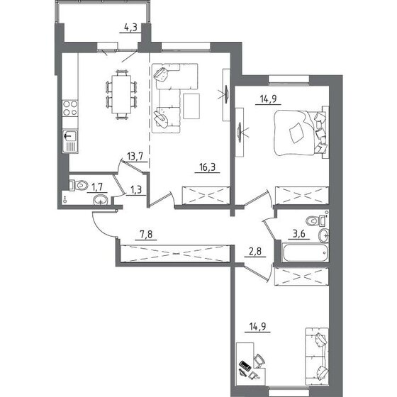 81,1 м², 3-комнатная квартира 8 932 650 ₽ - изображение 19