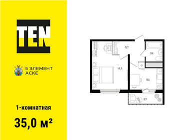 35 м², 1-комнатная квартира 4 781 000 ₽ - изображение 23