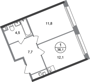 34,3 м², 1-комнатная квартира 10 301 016 ₽ - изображение 28