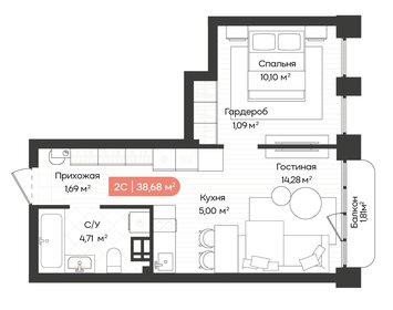 Квартира 38,7 м², 2-комнатная - изображение 1