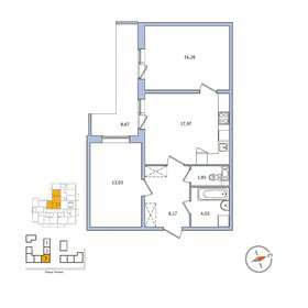 Квартира 61,8 м², 2-комнатная - изображение 1