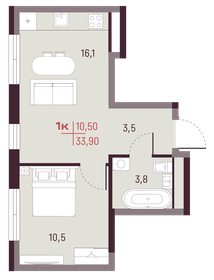 Квартира 33,9 м², 1-комнатная - изображение 1