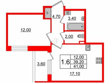 39,1 м², 1-комнатная квартира 7 200 030 ₽ - изображение 30
