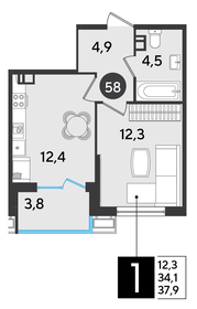 37,9 м², 1-комнатная квартира 7 053 191 ₽ - изображение 37