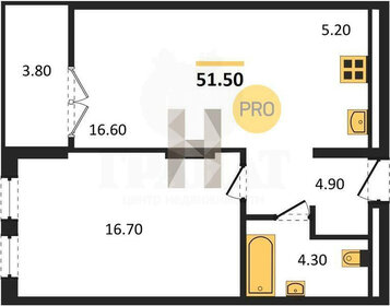 Квартира 51,5 м², 1-комнатная - изображение 1