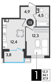 37,7 м², 1-комнатная квартира 7 034 820 ₽ - изображение 59