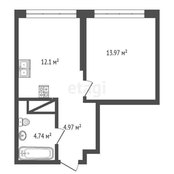 35,3 м², 1-комнатная квартира 5 900 000 ₽ - изображение 1