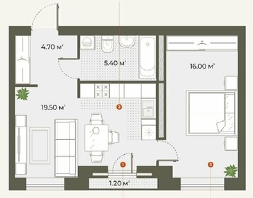 Квартира 45,9 м², 1-комнатная - изображение 1