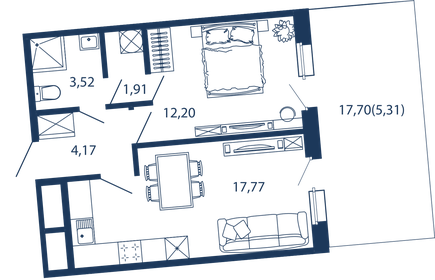 46,8 м², 2-комнатная квартира 12 900 000 ₽ - изображение 29