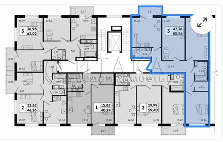 Квартира 85,6 м², 3-комнатная - изображение 2