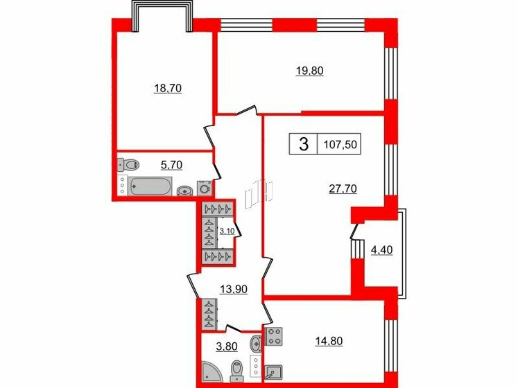 107,5 м², 3-комнатная квартира 33 862 500 ₽ - изображение 1