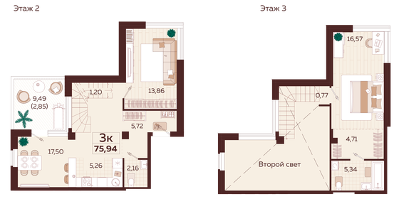 Квартира 75,9 м², 3-комнатная - изображение 1