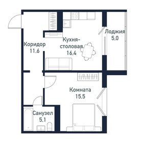 Квартира 48,5 м², 1-комнатная - изображение 1