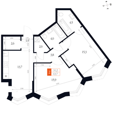 Квартира 63,7 м², 2-комнатная - изображение 2