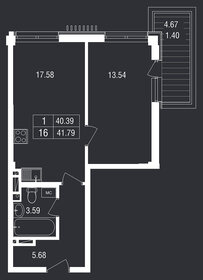Квартира 41,8 м², 1-комнатные - изображение 1