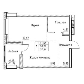 Квартира 37,3 м², 1-комнатная - изображение 1