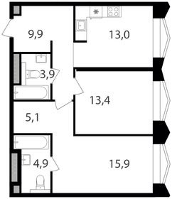 Квартира 66,1 м², 2-комнатная - изображение 1