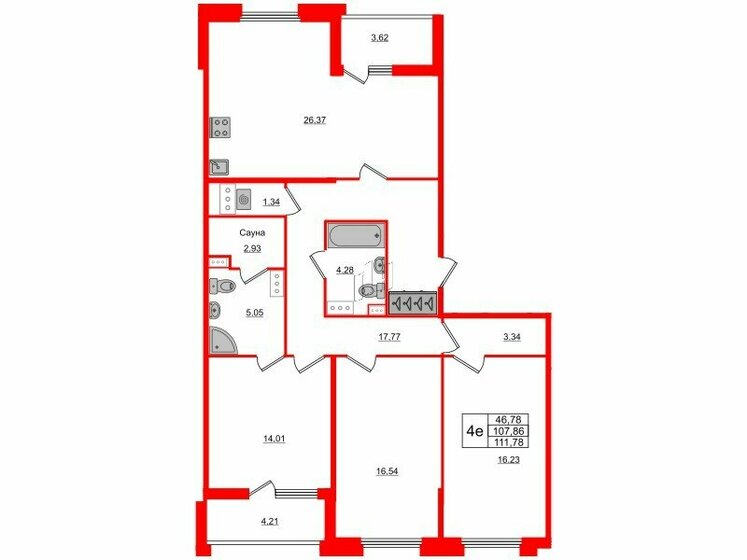 107,9 м², 3-комнатная квартира 27 000 054 ₽ - изображение 1