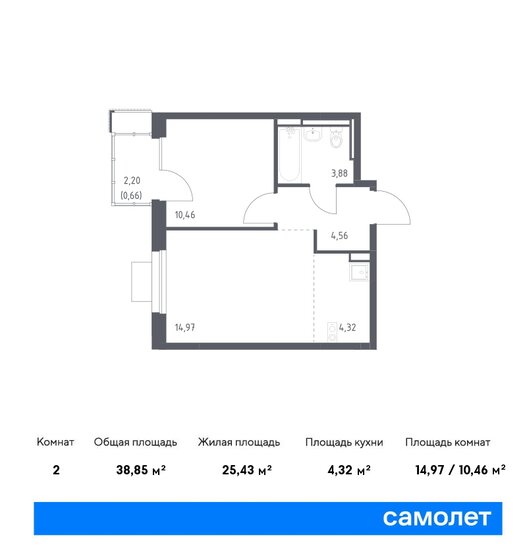 38,9 м², 1-комнатная квартира 7 802 151 ₽ - изображение 17