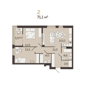 Квартира 71,2 м², 2-комнатная - изображение 1