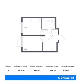 34 м², 1-комнатная квартира 6 200 000 ₽ - изображение 33