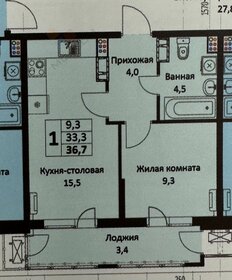 Квартира 36,7 м², 1-комнатная - изображение 1