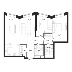 Квартира 93,2 м², 2-комнатная - изображение 1