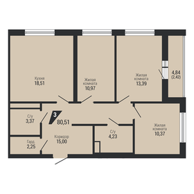 Квартира 80,5 м², 3-комнатная - изображение 2