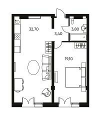 Квартира 58,6 м², 2-комнатные - изображение 1