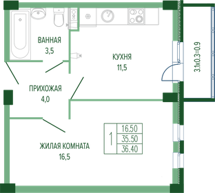 36,1 м², 1-комнатная квартира 7 808 430 ₽ - изображение 10