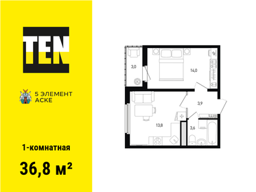 36,8 м², 1-комнатная квартира 5 115 200 ₽ - изображение 61