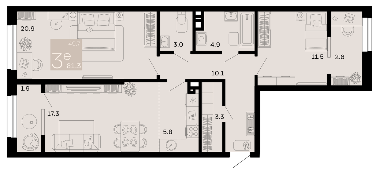 76,8 м², 3-комнатная квартира 25 934 700 ₽ - изображение 19