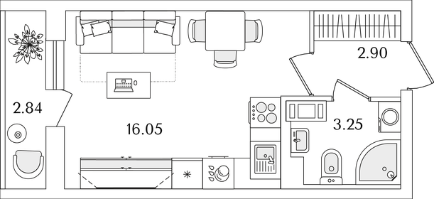 Квартира 23,6 м², студия - изображение 1