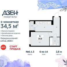 Квартира 34,5 м², 1-комнатная - изображение 3